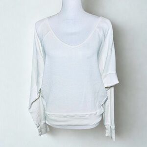 Free People Santa Clara Waffle Knit Boho Top Oversized WomenSmall 100% Cotton